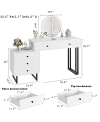 gaomon Small Makeup Vanity Desk with Lighted Mirror and 5 Drawers