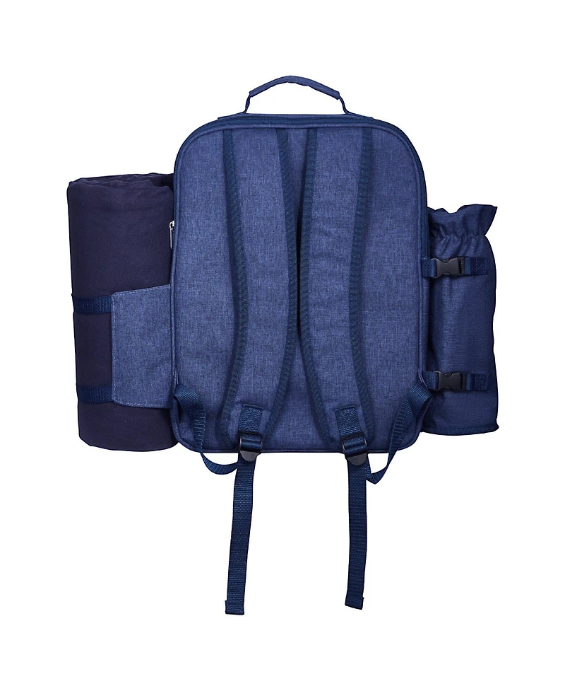 Mecale 4-Person Picnic Backpack with Insulated Cooler, Blanket and Tableware Set