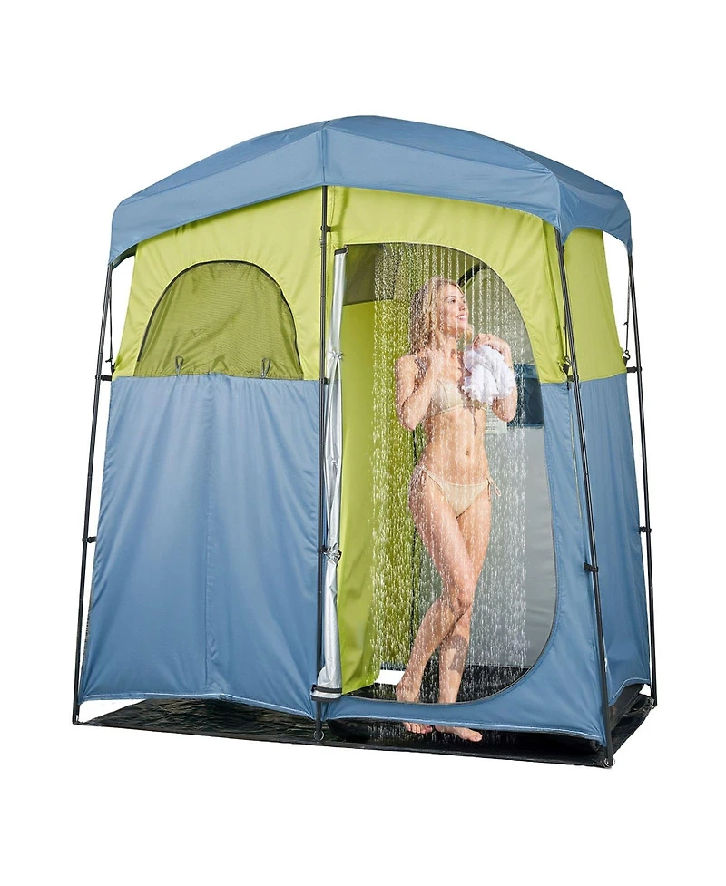 Mecale 2-Room Camping Shower Tent with Shower Bag and Carry Bag