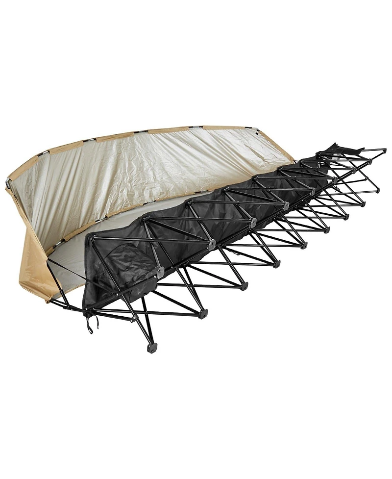 Mecale 6-Seat Portable Folding Sports Bench with Sunshade and Cup Holders