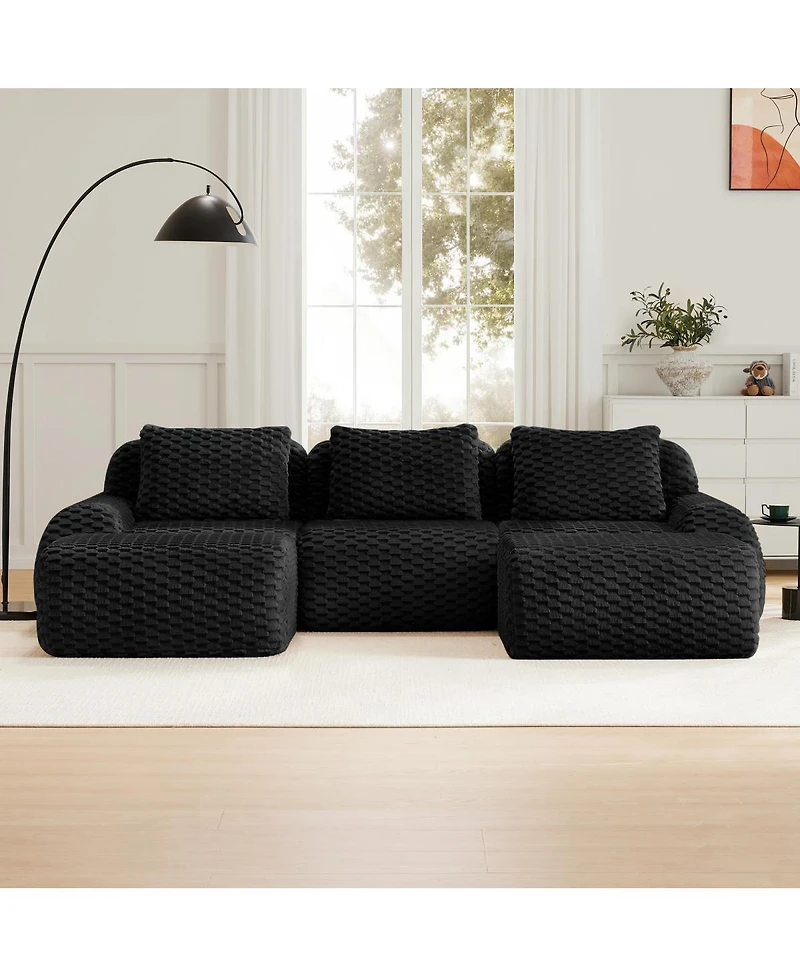 Streamdale Furniture Streamdale Modern U-Shaped Modular Sectional Sofa, Flannelette, Oversized 3-Seater