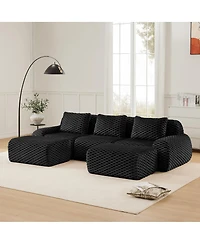 Streamdale Furniture Streamdale Modern U-Shaped Modular Sectional Sofa, Flannelette, Oversized 3-Seater