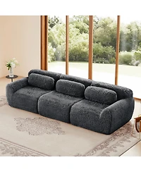 Streamdale Furniture Streamdale 114" Soft Fluffy Plush Modular Sectional Sofa w/ Ottoman & Pillows