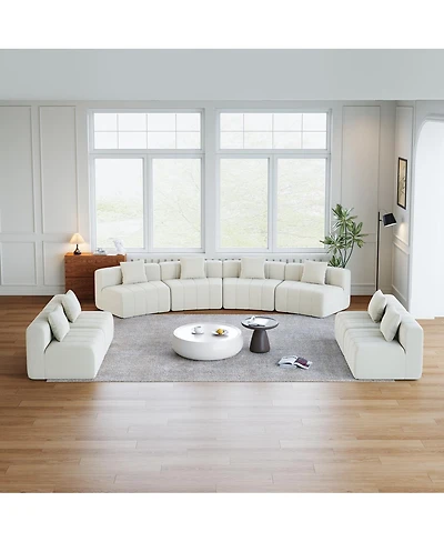Streamdale Furniture Streamdale Chenille Curved Sectional Sofa with 8 Pillows and Modular Seats