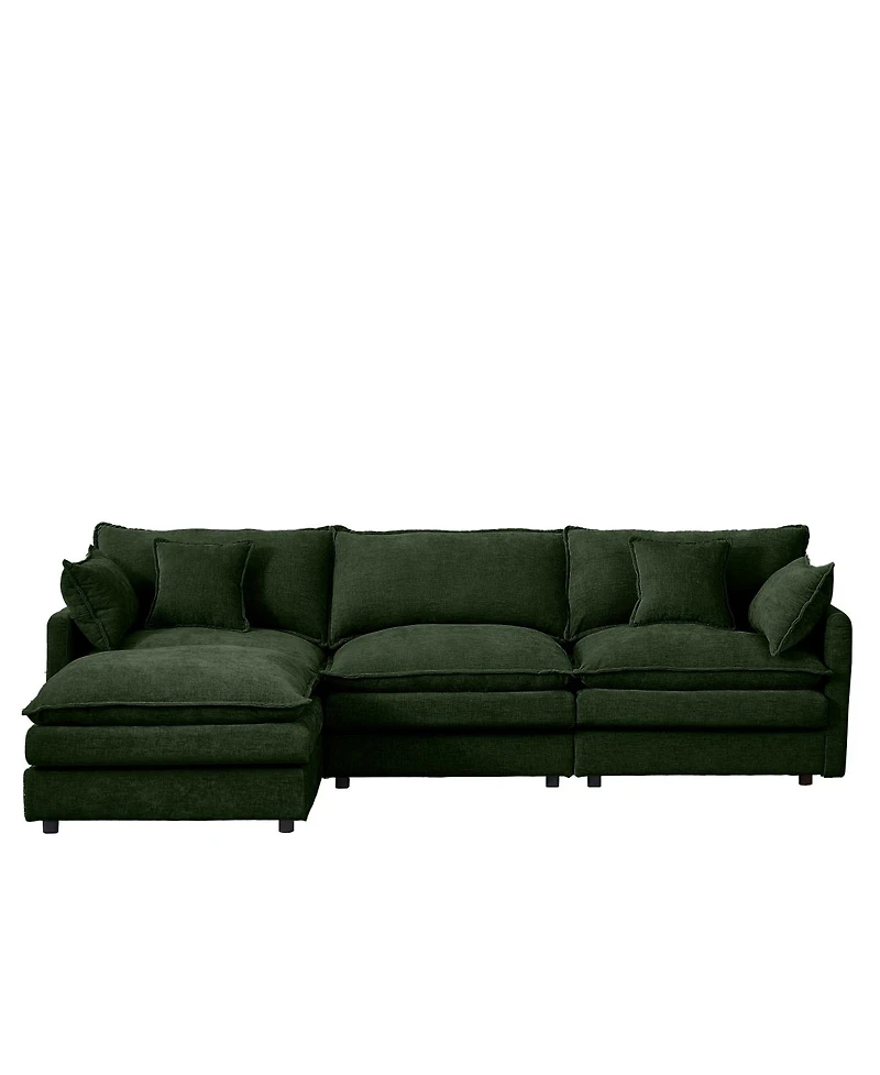 Streamdale Furniture Modular Sectional Sofa, 102" L-Shaped Couch Set, 3-Seater Cloud Couch w/ Ottoman