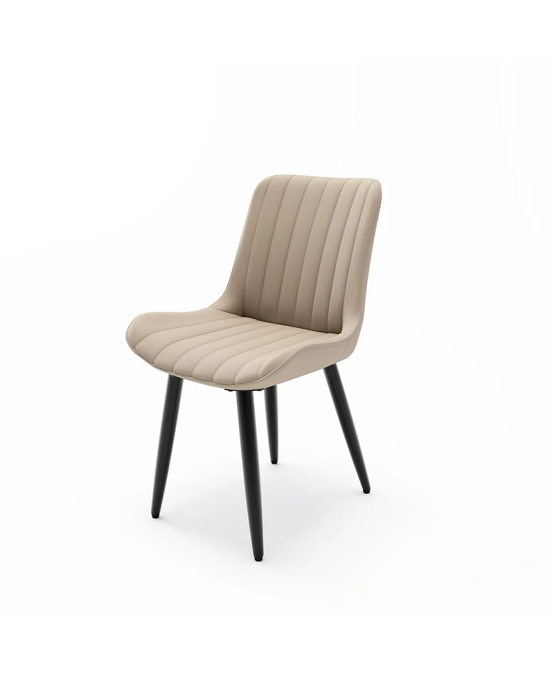 Streamdale Furniture Set of 4 Modern Pu Leather Dining Chairs with Thick Cushions & Metal Legs