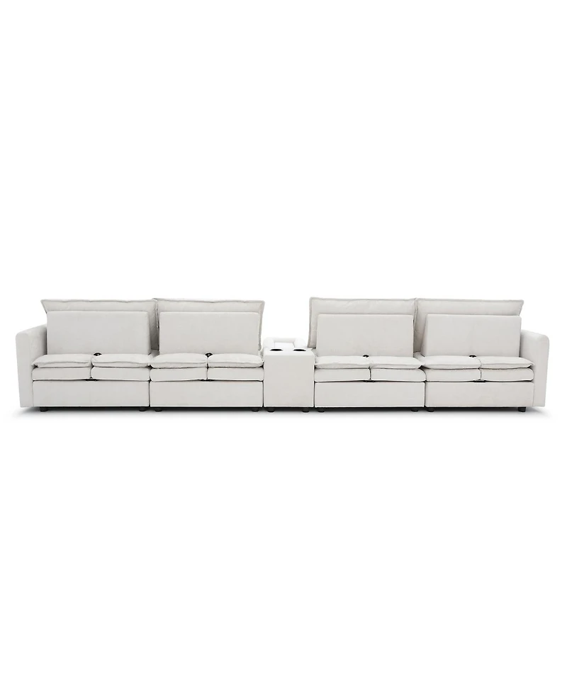 Streamdale Furniture 140" U-Shaped Modular Chenille Cloud Couch, 6-Seater Sofa w/ Ottoman