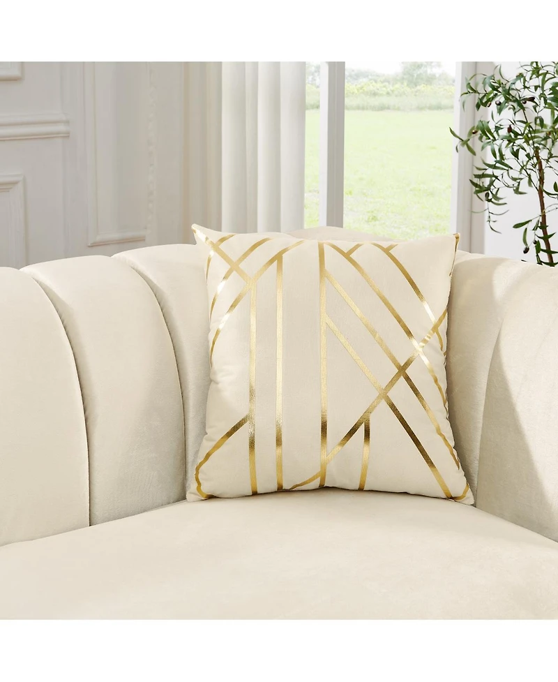 Streamdale Furniture Streamdale Luxurious Velvet Sofa with Geometric Gold Hardware & Metal Feet