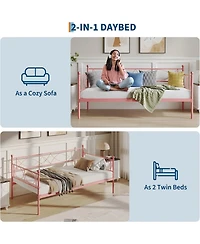gaomon Twin Metal Daybed Sofa Bed Frame Premium Steel Slat Support Spacious Under Bed Storage No Box Spring Easy Build