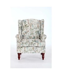 Streamdale Furniture Modern Floral Accent Chair with Retro Wood Legs