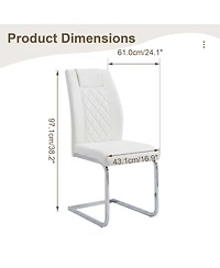 Streamdale Furniture High-Back Pu Leather Dining Chairs Set of 4, Modern Kitchen Chairs with Legs