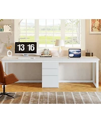 Tribesigns 78.7'' 2 Person Computer Desk with 3 Drawers, Extra Long Double Office Desk with Storage, Modern Dual Study Writing Table