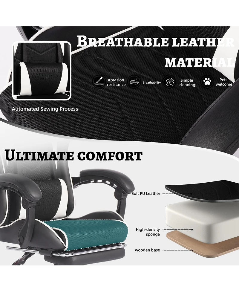 Streamdale Furniture Homall Ergonomic Gaming Chair with Headrest and Lumbar Pillow