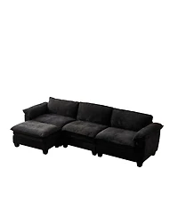 Streamdale Furniture Living Room Sofa Luxury Couch with Ottoman Soft Chenille L Shape Sofa