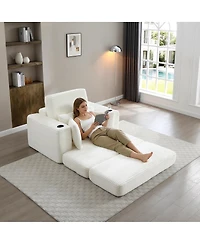 Streamdale Furniture 52.4" Oversized Corduroy Chaise Lounge Sofa Bed