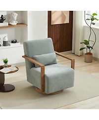 Streamdale Furniture Modern Upholstered Swivel Accent Chair with Solid Wood Armrests