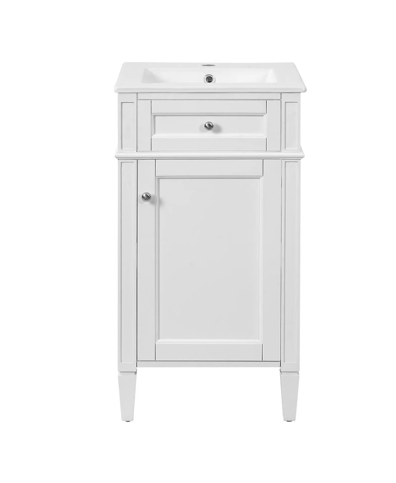 Sillysis 18" Bathroom Vanity with Ceramic Sink, Compact Mdf Storage, Soft Close Door, Modern French Style for Small
