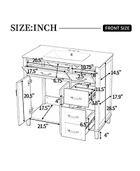Sillysis 36" Modern Natural Bathroom Vanity with Ceramic Sink, Soft-Close Drawers, Double Door Cabinet, Ample Storage for Bathroom