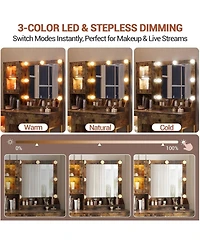 gaomon Led Lighted Makeup Vanity Desk with Built-in Power and Usb Ports