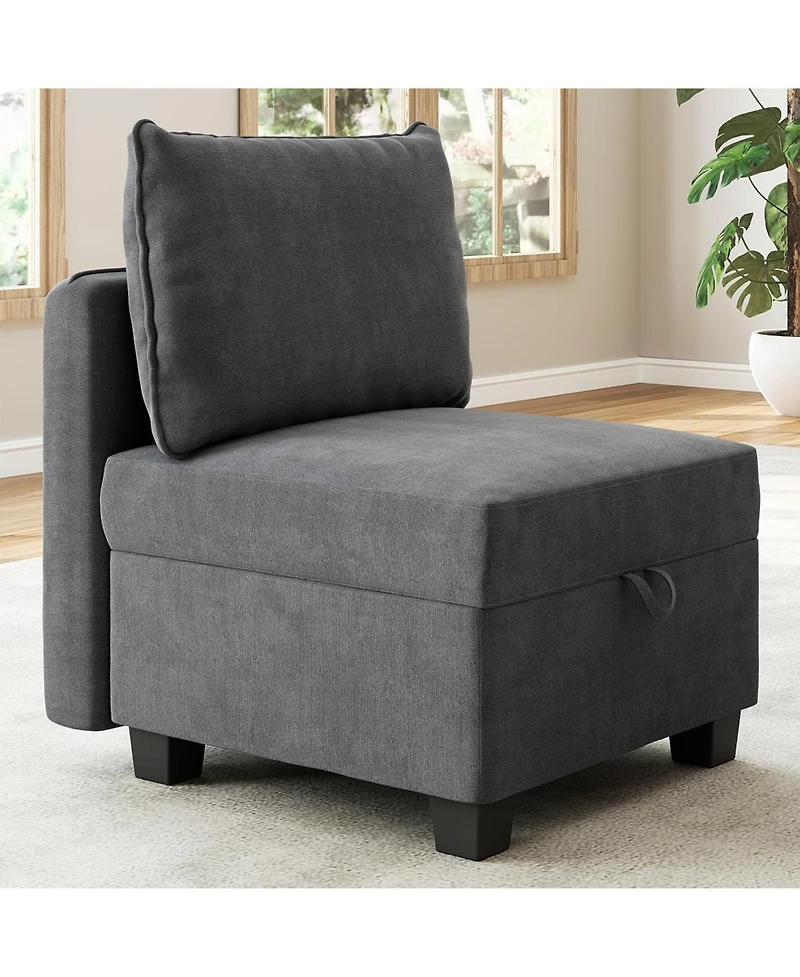 gaomon Modular Sectional Sofa with Large Storage Four Seat Couch with Two Ottomans U Shaped Sofa Chenille Upholstery Wooden Frame Living Room