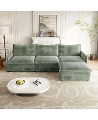 Streamdale Furniture Streamdale Corduroy 3-Seater Cloud Couch with Footrest & Cushions