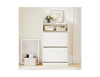 Slickblue Shoe Storage Cabinet with 2 Flip Drawers & Adjustable Shelves