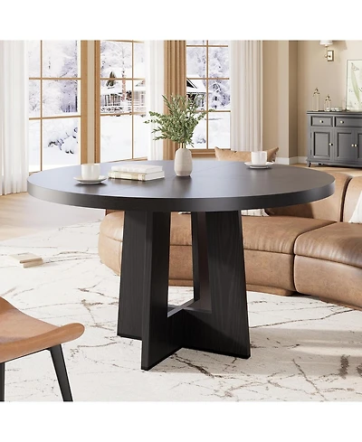 gaomon 47" Round Dining Table with Thickened Edge and Sturdy Pedestal Base