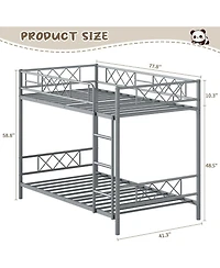 gaomon Bunk Bed with Extra High Guardrail, Heavy Duty Metal Frame & Sturdy Slats, No Box Spring Needed, Space Saver