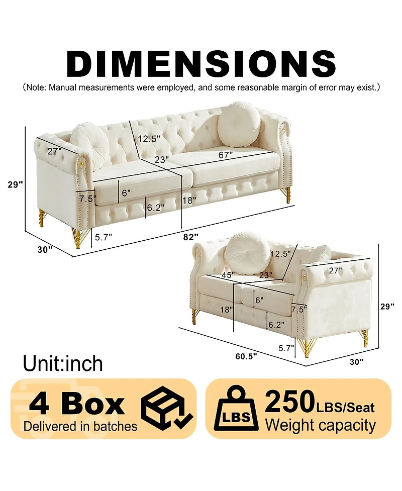 Streamdale Furniture Customizable Armrest Sofa with Velvet Fabric