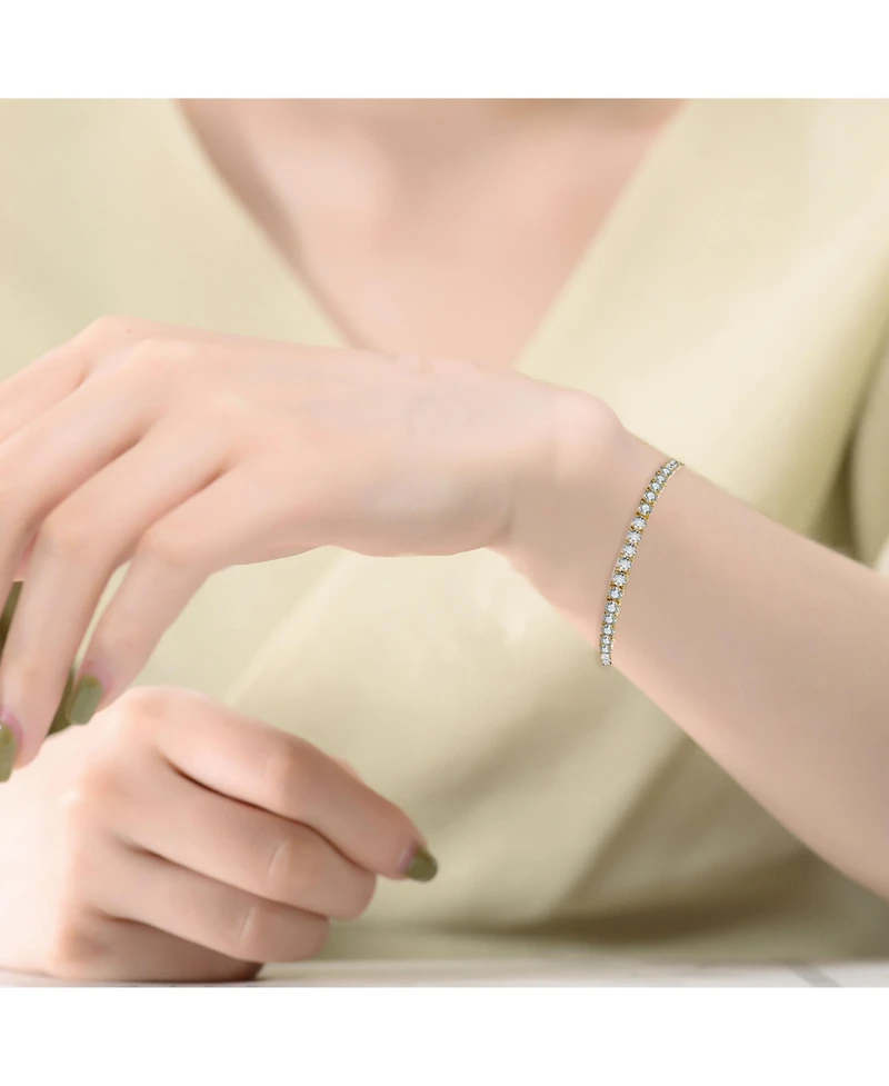 Rachel Glauber Cubic Zirconia 4MM Magnetic Lock Tennis Bracelet