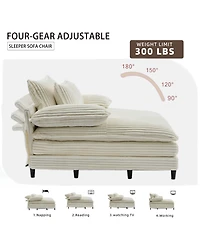 Streamdale Furniture Oversized Corduroy Chaise Lounge Sofa Bed with Pillows