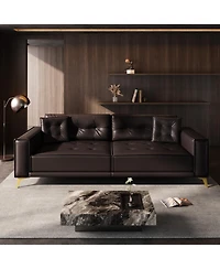 Streamdale Furniture 92.1" King Size Pull Out Sofa Bed, 3-in-1 Faux Leather Convertible Sleeper Sofa