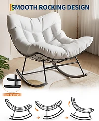 gaomon Grand Patio Rocking Chair Outdoor, Rocking Chair, Oversized Lounge Chair with Sturdy Metal Frame, Patio Rattan Egg Rocker