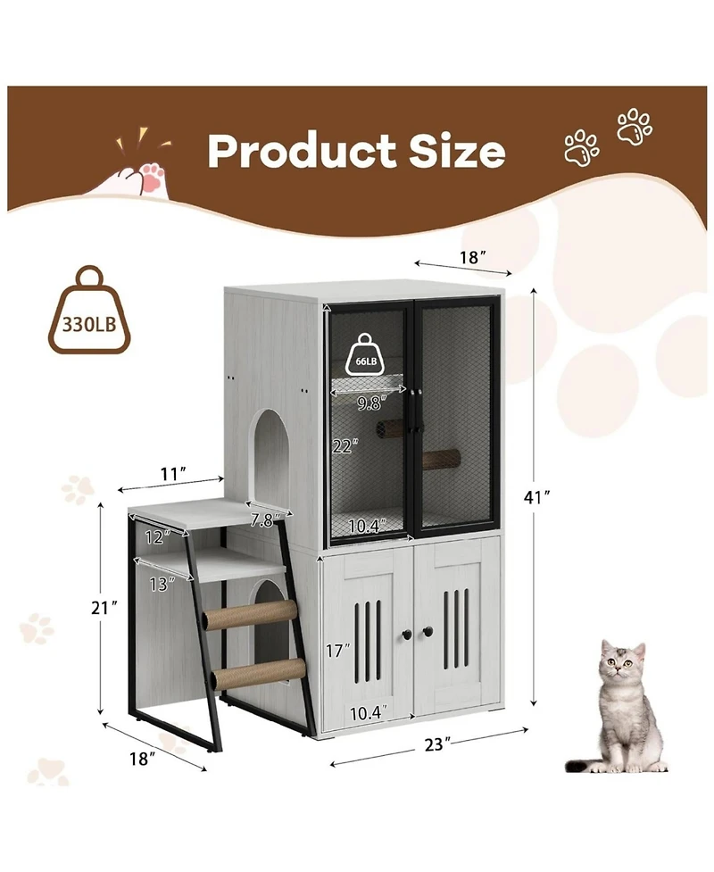 gaomon 2-in-1 Cat Litter Box Enclosure Furniture with Doors