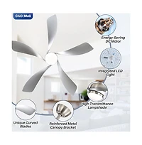 52-inch Modern Sand Nickel 5-Blade Ceiling Fan with Remote Control and Led Light