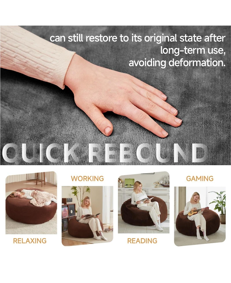 Streamdale Furniture 4FT Memory Foam Bean Bag Chair for Adults & Teens - Soft Round Sofa