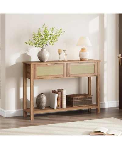 gaomon Wooden Console Table with 2 Storage Drawers