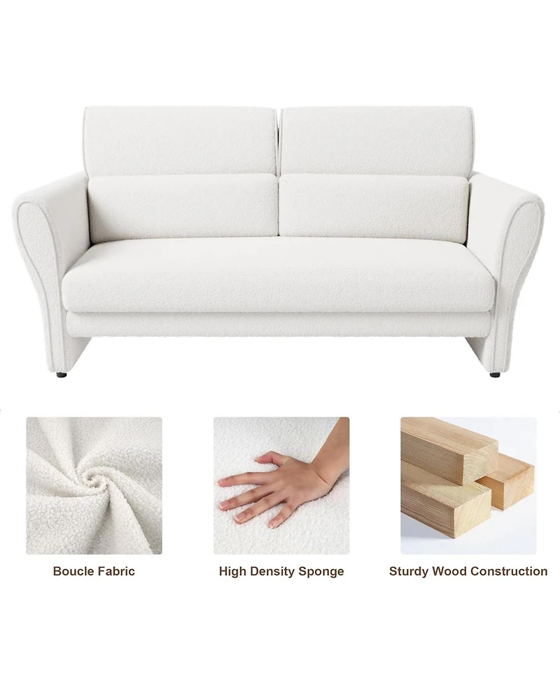 gaomon Two Seat Modern Boucle Accent Chair Lounge Upholstered Comfy Single Sofa Living Bedroom Office