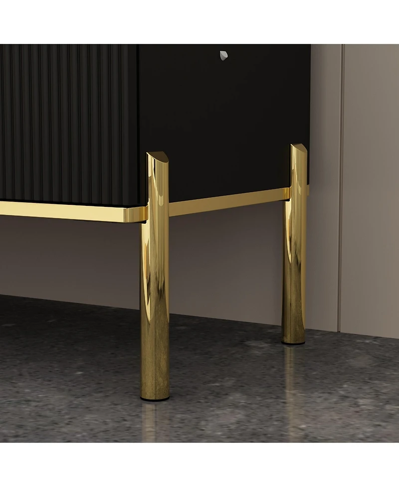 Homsee Dresser with 4 Doors and Deep Drawer, Side Cabinet for Bedroom, Living Room