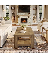 Tribesigns 47.24" Rectangle Coffee Table, 2-Tier Living Room Table with Curved Legs