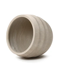 LuxenHome Textured MgO Planter, 15" Tall x 17.7" Diameter Pot for Indoor/Outdoor Decor