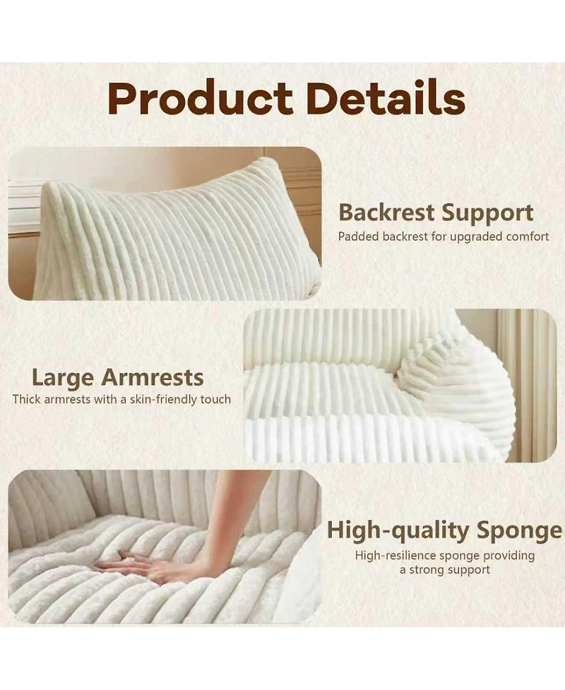 Streamdale Furniture Ergonomic Corduroy Lounge Chair with Ottoman