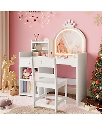 gaomon Kids Vanity Set with Lighted Mirror, Chair