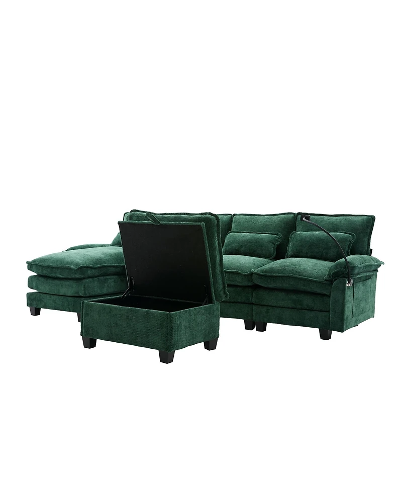 Streamdale Furniture 106" U-Shape Sectional Sofa Cloud Couch, Chenille