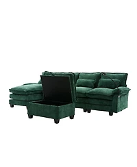 Streamdale Furniture 106" U-Shape Sectional Sofa Cloud Couch, Chenille