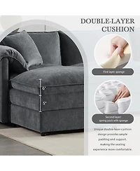 Streamdale Furniture 103" Chenille Modular Sectional Sofa with Deep Seat & Movable Ottoman