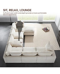 Streamdale Furniture 117.5" Modular Sectional Sofa with Movable Storage Ottoman, 7 Seat U Shaped Couch