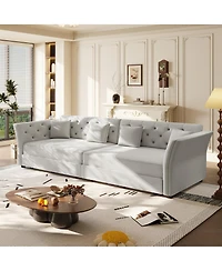 Streamdale Furniture 100" Oversize Pull Out Sofa Bed with Fabric Flower Tufted Design.