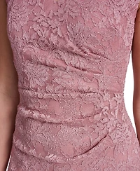 Jessica Howard Women's Extended Cap-Sleeve Sweetheart Neck Side Tuck Gown