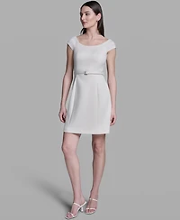 Bcbg Women's Off-The-Shoulder Scuba Belted Mini Fit & Flare